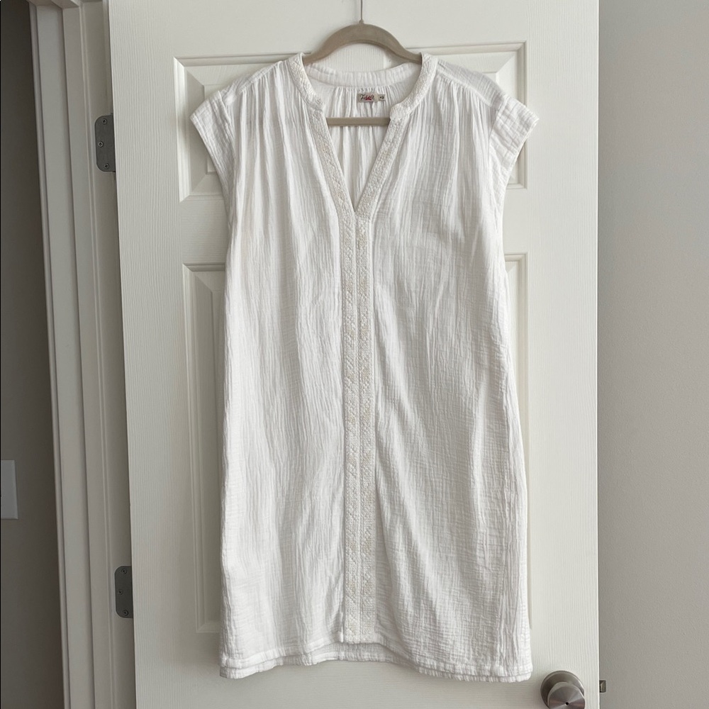 Faherty Cream Cap Sleeve Mini Dress